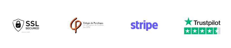 Trust badges: SSL Secured, College of Psychologists, Stripe and Trustpilot